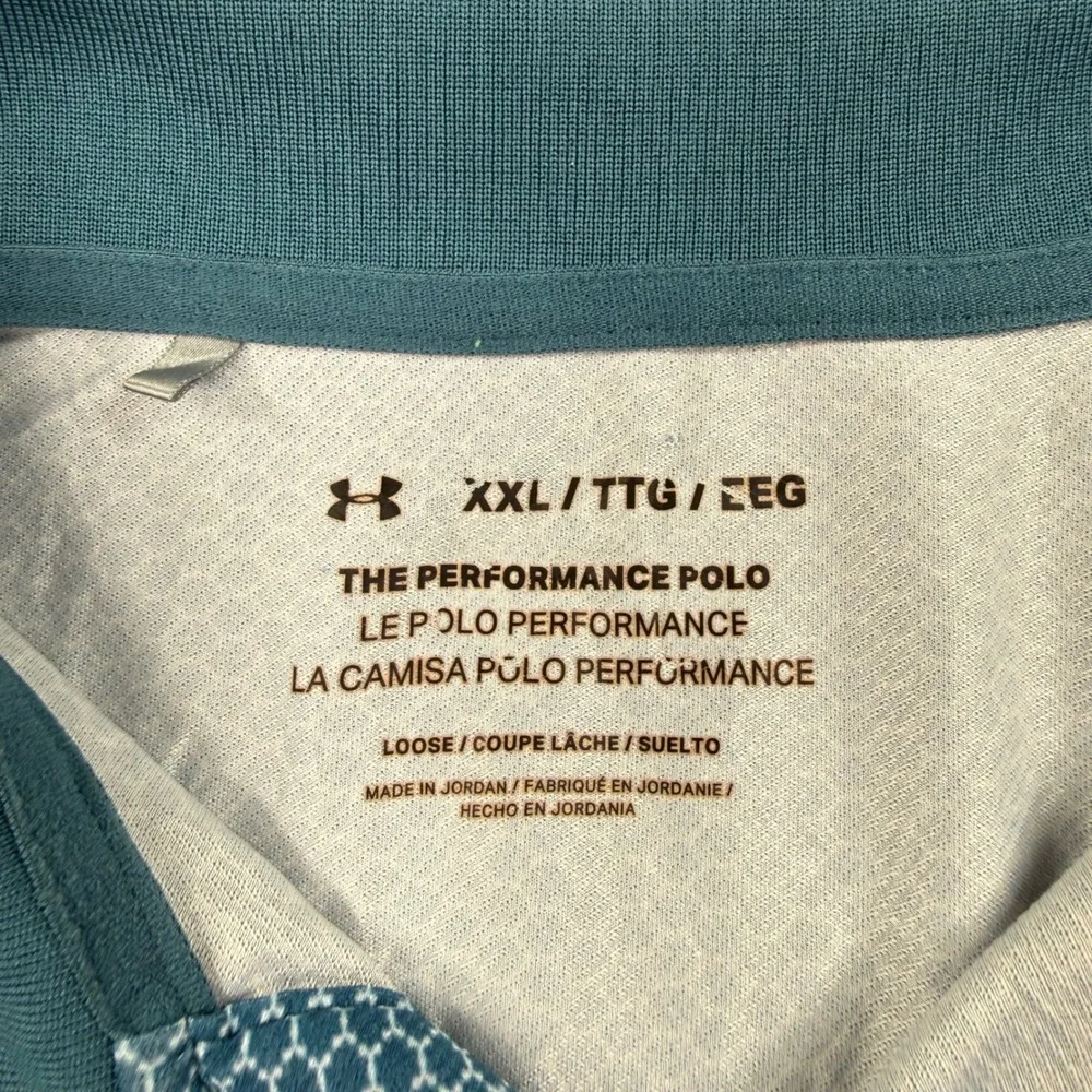 Under Armour Performance Polo‎ XXL Blue Geometric Honeycomb Print Men's